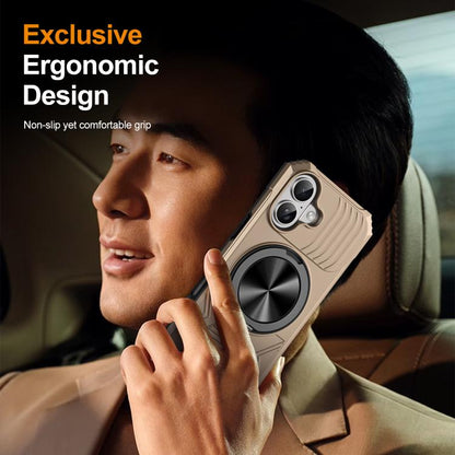 For iPhone 17 Alloy Rotating Holder MagSafe Shockproof Phone Case(Gold) - iPhone 17 Cases by buy2fix | Online Shopping UK | buy2fix