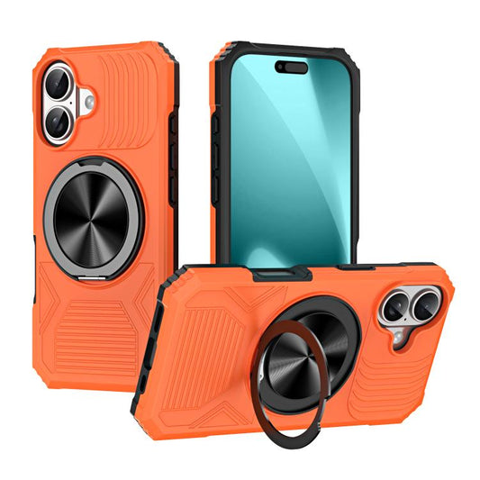 For iPhone 17 Alloy Rotating Holder MagSafe Shockproof Phone Case(Orange) - iPhone 17 Cases by buy2fix | Online Shopping UK | buy2fix