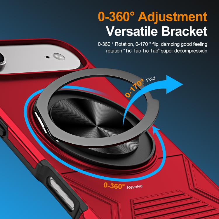 For iPhone Air Alloy Rotating Holder MagSafe Shockproof Phone Case(Red) - iPhone Air Cases by buy2fix | Online Shopping UK | buy2fix