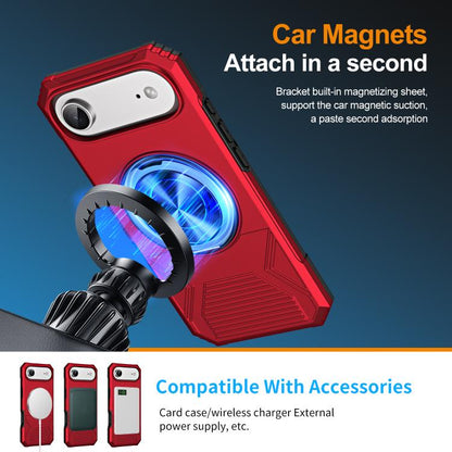 For iPhone Air Alloy Rotating Holder MagSafe Shockproof Phone Case(Red) - iPhone Air Cases by buy2fix | Online Shopping UK | buy2fix