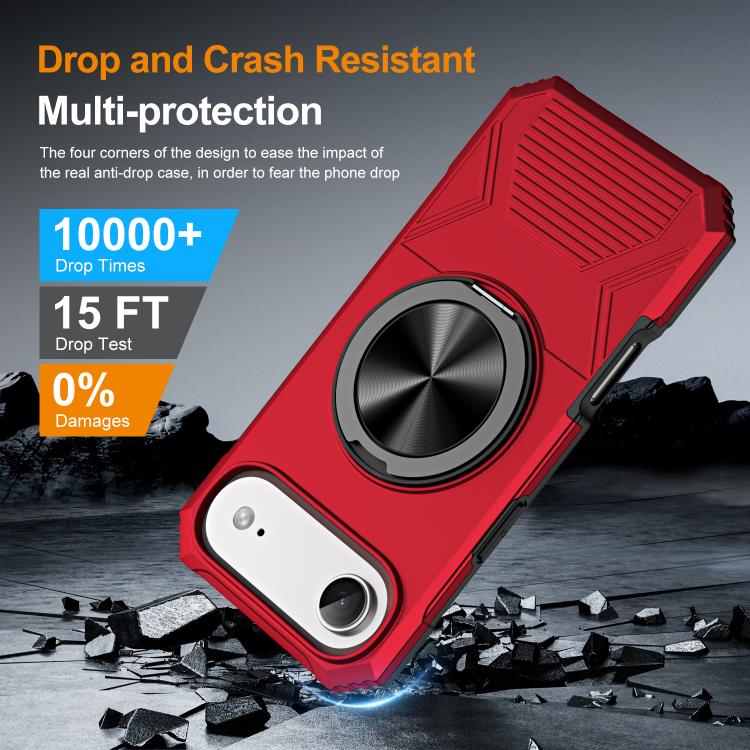 For iPhone Air Alloy Rotating Holder MagSafe Shockproof Phone Case(Red) - iPhone Air Cases by buy2fix | Online Shopping UK | buy2fix