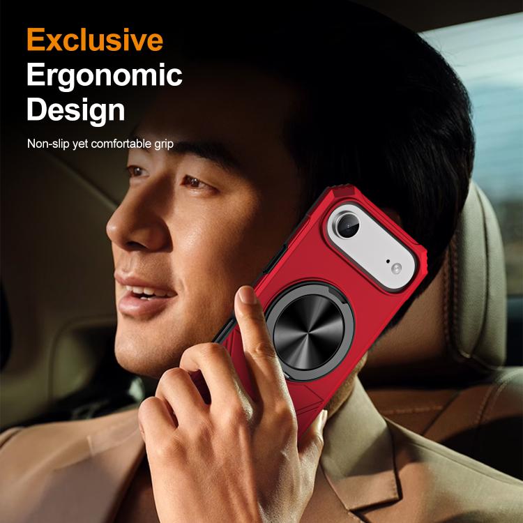 For iPhone Air Alloy Rotating Holder MagSafe Shockproof Phone Case(Red) - iPhone Air Cases by buy2fix | Online Shopping UK | buy2fix