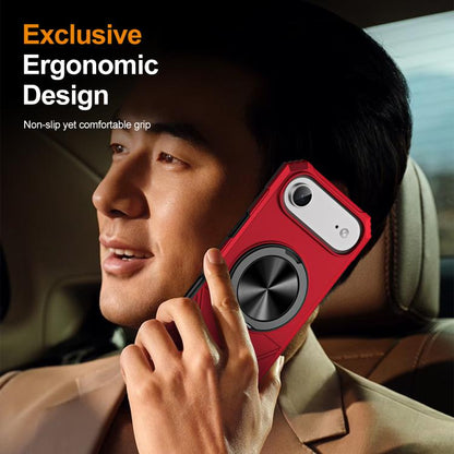 For iPhone Air Alloy Rotating Holder MagSafe Shockproof Phone Case(Red) - iPhone Air Cases by buy2fix | Online Shopping UK | buy2fix