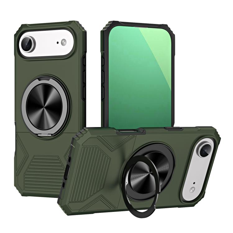 For iPhone Air Alloy Rotating Holder MagSafe Shockproof Phone Case(Army Green) - iPhone Air Cases by buy2fix | Online Shopping UK | buy2fix