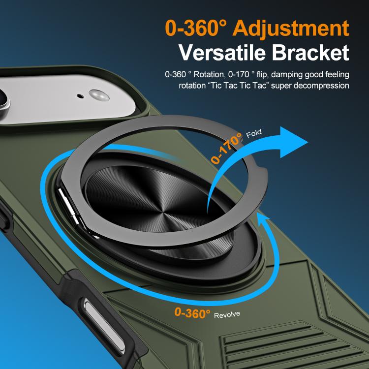 For iPhone Air Alloy Rotating Holder MagSafe Shockproof Phone Case(Army Green) - iPhone Air Cases by buy2fix | Online Shopping UK | buy2fix