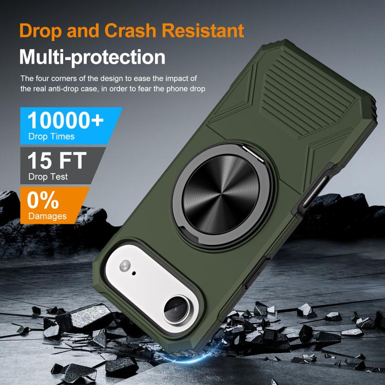 For iPhone Air Alloy Rotating Holder MagSafe Shockproof Phone Case(Army Green) - iPhone Air Cases by buy2fix | Online Shopping UK | buy2fix