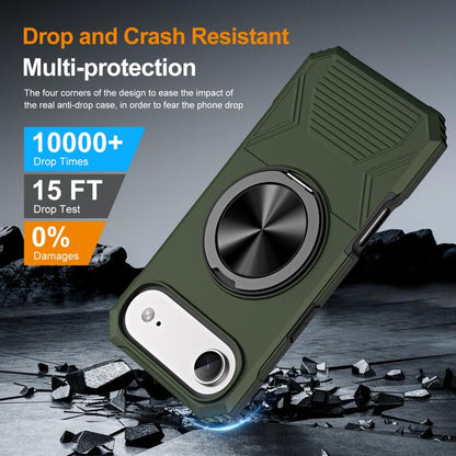 For iPhone Air Alloy Rotating Holder MagSafe Shockproof Phone Case(Army Green) - iPhone Air Cases by buy2fix | Online Shopping UK | buy2fix