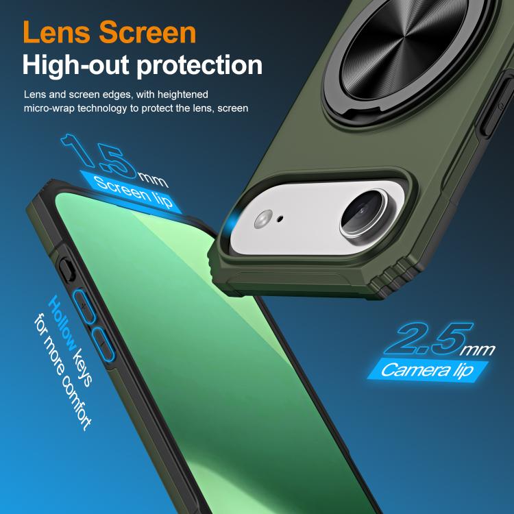 For iPhone Air Alloy Rotating Holder MagSafe Shockproof Phone Case(Army Green) - iPhone Air Cases by buy2fix | Online Shopping UK | buy2fix