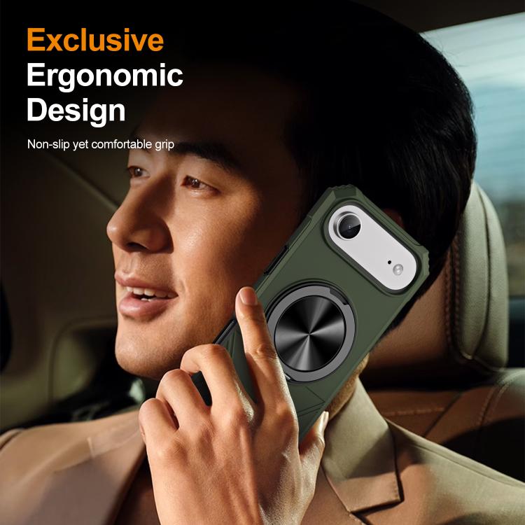 For iPhone Air Alloy Rotating Holder MagSafe Shockproof Phone Case(Army Green) - iPhone Air Cases by buy2fix | Online Shopping UK | buy2fix