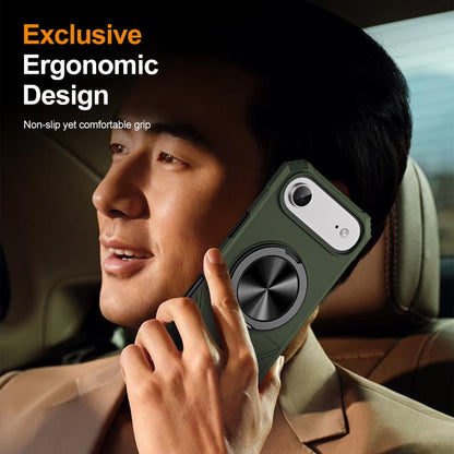 For iPhone Air Alloy Rotating Holder MagSafe Shockproof Phone Case(Army Green) - iPhone Air Cases by buy2fix | Online Shopping UK | buy2fix