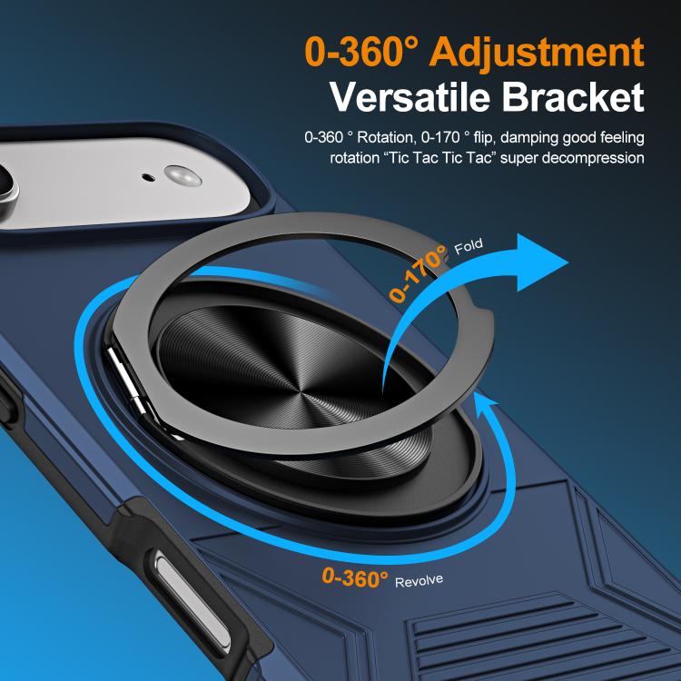 For iPhone Air Alloy Rotating Holder MagSafe Shockproof Phone Case(Blue) - iPhone Air Cases by buy2fix | Online Shopping UK | buy2fix