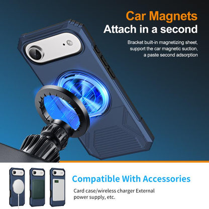 For iPhone Air Alloy Rotating Holder MagSafe Shockproof Phone Case(Blue) - iPhone Air Cases by buy2fix | Online Shopping UK | buy2fix