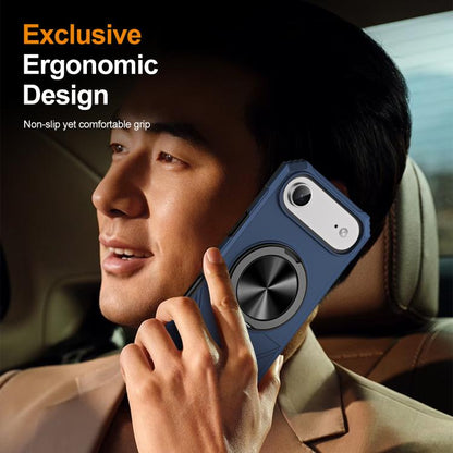 For iPhone Air Alloy Rotating Holder MagSafe Shockproof Phone Case(Blue) - iPhone Air Cases by buy2fix | Online Shopping UK | buy2fix