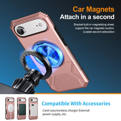 For iPhone Air Alloy Rotating Holder MagSafe Shockproof Phone Case(Rose Gold) - iPhone Air Cases by buy2fix | Online Shopping UK | buy2fix