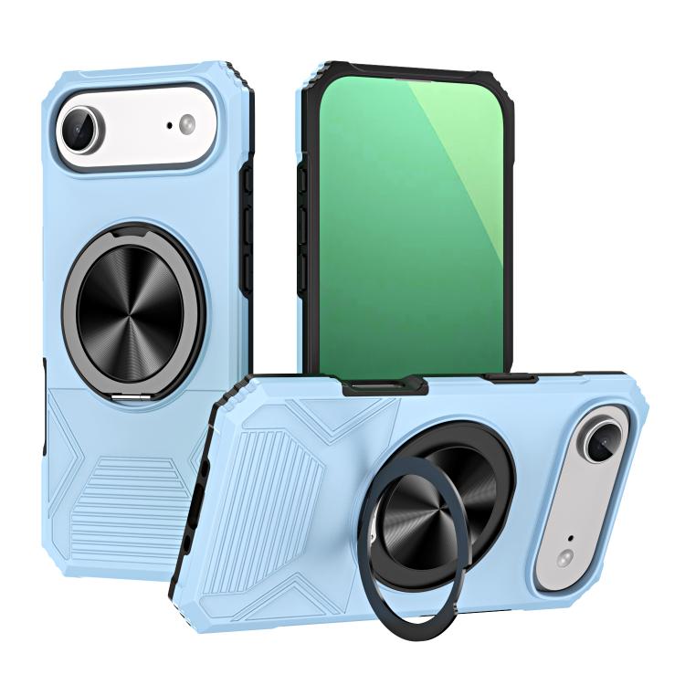 For iPhone Air Alloy Rotating Holder MagSafe Shockproof Phone Case(Sky Blue) - iPhone Air Cases by buy2fix | Online Shopping UK | buy2fix