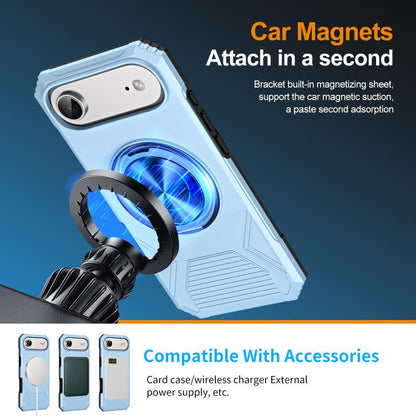 For iPhone Air Alloy Rotating Holder MagSafe Shockproof Phone Case(Sky Blue) - iPhone Air Cases by buy2fix | Online Shopping UK | buy2fix