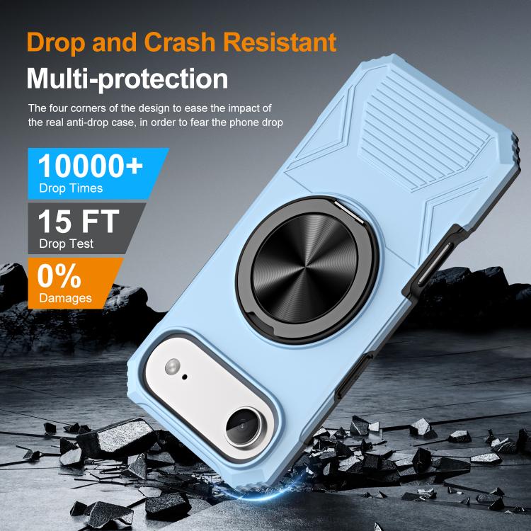 For iPhone Air Alloy Rotating Holder MagSafe Shockproof Phone Case(Sky Blue) - iPhone Air Cases by buy2fix | Online Shopping UK | buy2fix