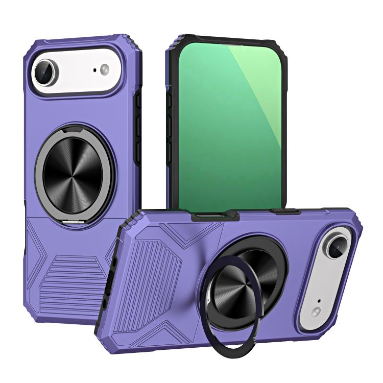 For iPhone Air Alloy Rotating Holder MagSafe Shockproof Phone Case(Violet) - iPhone Air Cases by buy2fix | Online Shopping UK | buy2fix