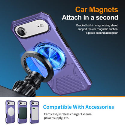 For iPhone Air Alloy Rotating Holder MagSafe Shockproof Phone Case(Violet) - iPhone Air Cases by buy2fix | Online Shopping UK | buy2fix