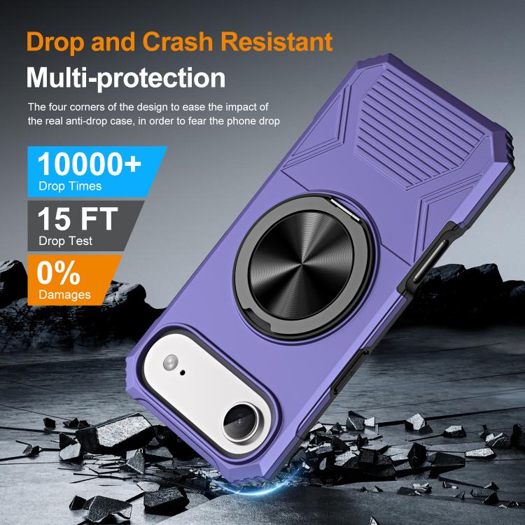 For iPhone Air Alloy Rotating Holder MagSafe Shockproof Phone Case(Violet) - iPhone Air Cases by buy2fix | Online Shopping UK | buy2fix