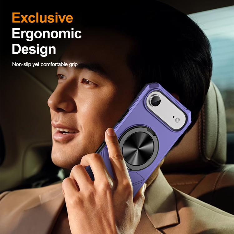 For iPhone Air Alloy Rotating Holder MagSafe Shockproof Phone Case(Violet) - iPhone Air Cases by buy2fix | Online Shopping UK | buy2fix