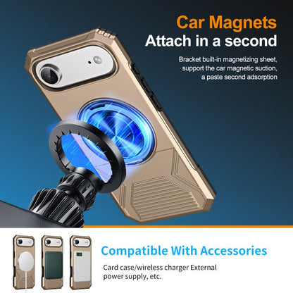 For iPhone Air Alloy Rotating Holder MagSafe Shockproof Phone Case(Gold) - iPhone Air Cases by buy2fix | Online Shopping UK | buy2fix