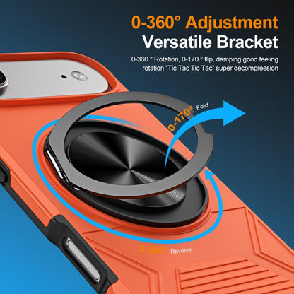 For iPhone Air Alloy Rotating Holder MagSafe Shockproof Phone Case(Orange) - iPhone Air Cases by buy2fix | Online Shopping UK | buy2fix
