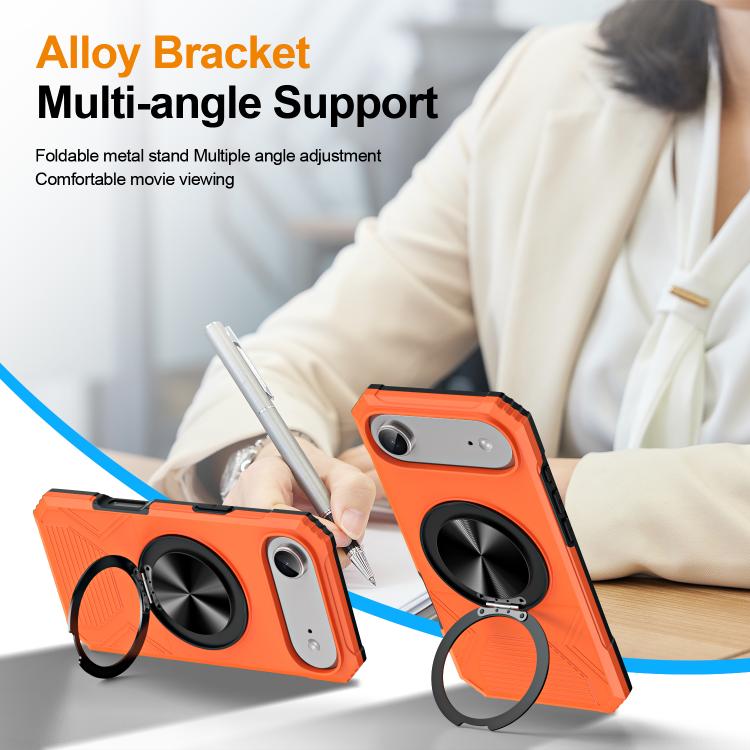 For iPhone Air Alloy Rotating Holder MagSafe Shockproof Phone Case(Orange) - iPhone Air Cases by buy2fix | Online Shopping UK | buy2fix