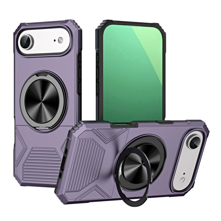 For iPhone Air Alloy Rotating Holder MagSafe Shockproof Phone Case(Dark Purple) - iPhone Air Cases by buy2fix | Online Shopping UK | buy2fix