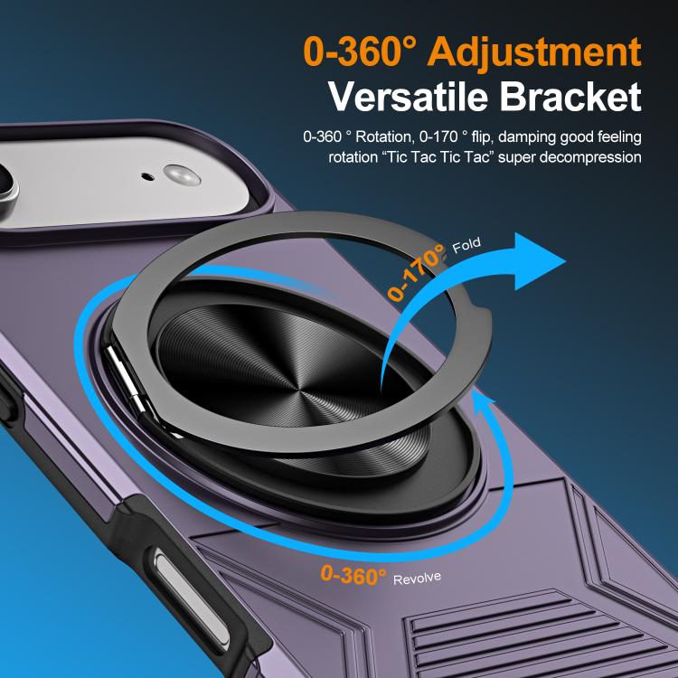 For iPhone Air Alloy Rotating Holder MagSafe Shockproof Phone Case(Dark Purple) - iPhone Air Cases by buy2fix | Online Shopping UK | buy2fix