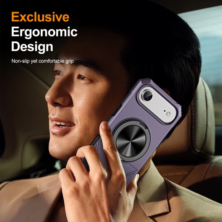 For iPhone Air Alloy Rotating Holder MagSafe Shockproof Phone Case(Dark Purple) - iPhone Air Cases by buy2fix | Online Shopping UK | buy2fix