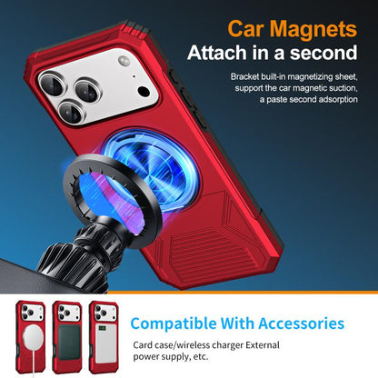For iPhone 17 Pro Alloy Rotating Holder MagSafe Shockproof Phone Case(Red) - iPhone 17 Pro Cases by buy2fix | Online Shopping UK | buy2fix