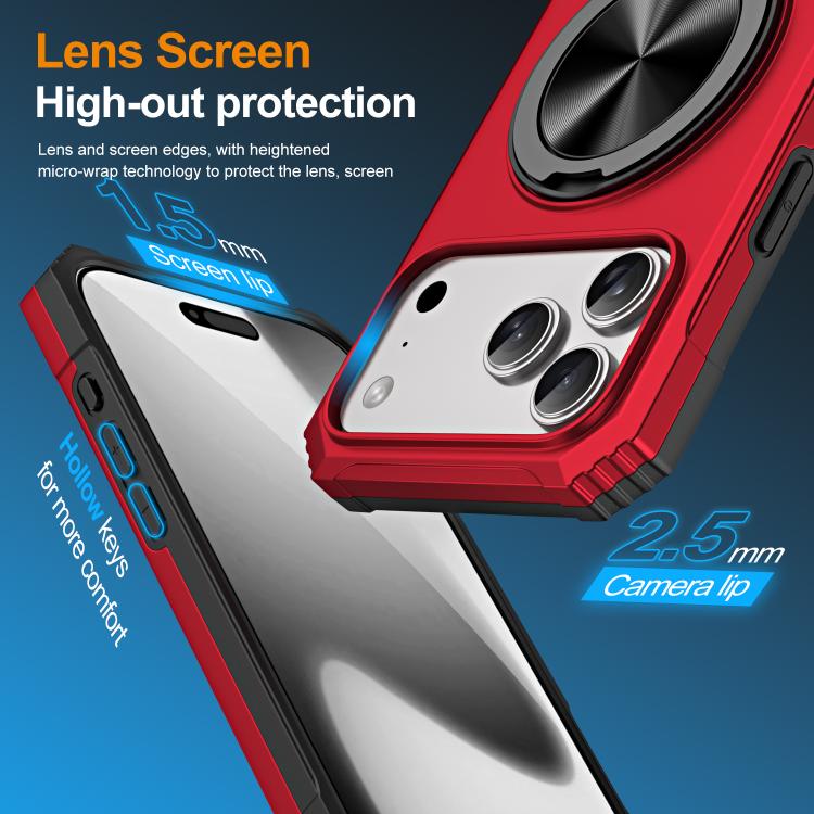 For iPhone 17 Pro Alloy Rotating Holder MagSafe Shockproof Phone Case(Red) - iPhone 17 Pro Cases by buy2fix | Online Shopping UK | buy2fix