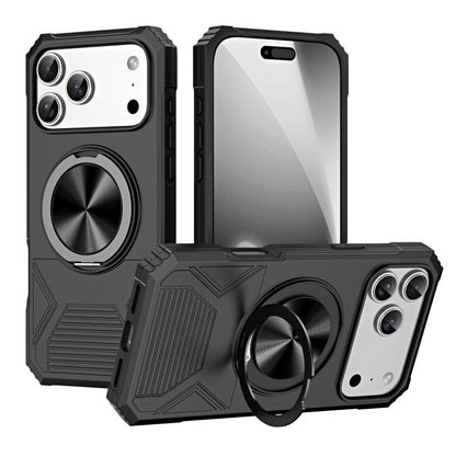 For iPhone 17 Pro Alloy Rotating Holder MagSafe Shockproof Phone Case(Black) - iPhone 17 Pro Cases by buy2fix | Online Shopping UK | buy2fix