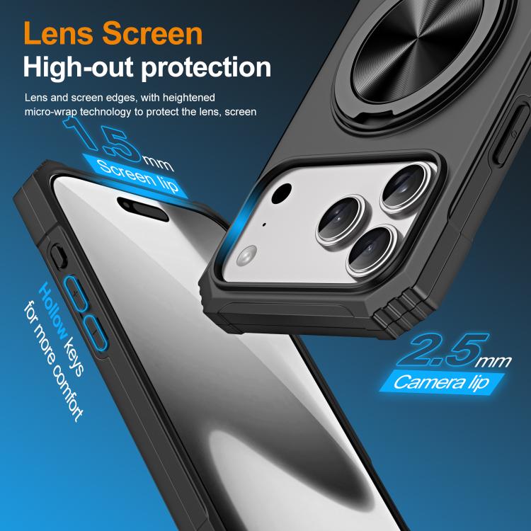 For iPhone 17 Pro Alloy Rotating Holder MagSafe Shockproof Phone Case(Black) - iPhone 17 Pro Cases by buy2fix | Online Shopping UK | buy2fix