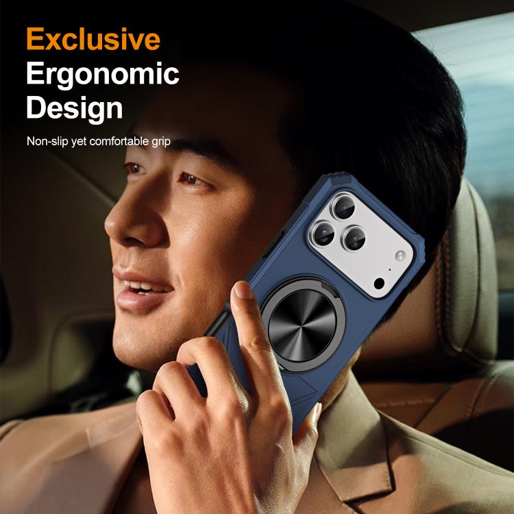 For iPhone 17 Pro Alloy Rotating Holder MagSafe Shockproof Phone Case(Blue) - iPhone 17 Pro Cases by buy2fix | Online Shopping UK | buy2fix