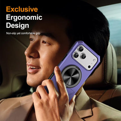 For iPhone 17 Pro Alloy Rotating Holder MagSafe Shockproof Phone Case(Violet) - iPhone 17 Pro Cases by buy2fix | Online Shopping UK | buy2fix