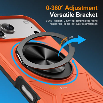 For iPhone 17 Pro Alloy Rotating Holder MagSafe Shockproof Phone Case(Orange) - iPhone 17 Pro Cases by buy2fix | Online Shopping UK | buy2fix