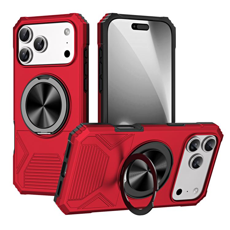 For iPhone 17 Pro Max Alloy Rotating Holder MagSafe Shockproof Phone Case(Red) - iPhone 17 Pro Max Cases by buy2fix | Online Shopping UK | buy2fix