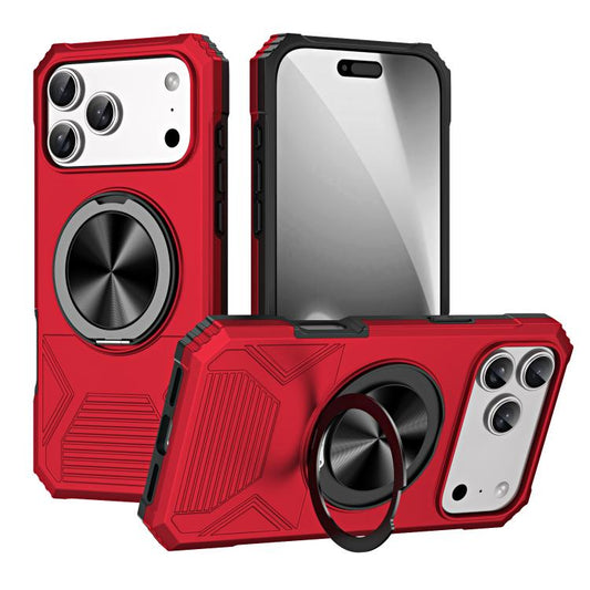 For iPhone 17 Pro Max Alloy Rotating Holder MagSafe Shockproof Phone Case(Red) - iPhone 17 Pro Max Cases by buy2fix | Online Shopping UK | buy2fix