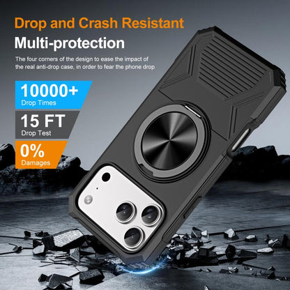 For iPhone 17 Pro Max Alloy Rotating Holder MagSafe Shockproof Phone Case(Black) - iPhone 17 Pro Max Cases by buy2fix | Online Shopping UK | buy2fix