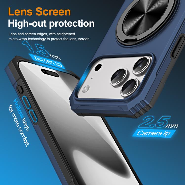 For iPhone 17 Pro Max Alloy Rotating Holder MagSafe Shockproof Phone Case(Blue) - iPhone 17 Pro Max Cases by buy2fix | Online Shopping UK | buy2fix