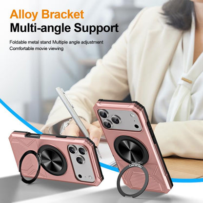 For iPhone 17 Pro Max Alloy Rotating Holder MagSafe Shockproof Phone Case(Rose Gold) - iPhone 17 Pro Max Cases by buy2fix | Online Shopping UK | buy2fix