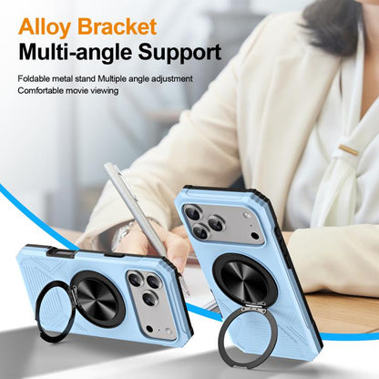 For iPhone 17 Pro Max Alloy Rotating Holder MagSafe Shockproof Phone Case(Sky Blue) - iPhone 17 Pro Max Cases by buy2fix | Online Shopping UK | buy2fix