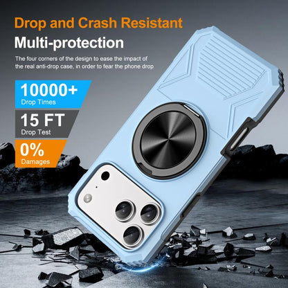 For iPhone 17 Pro Max Alloy Rotating Holder MagSafe Shockproof Phone Case(Sky Blue) - iPhone 17 Pro Max Cases by buy2fix | Online Shopping UK | buy2fix