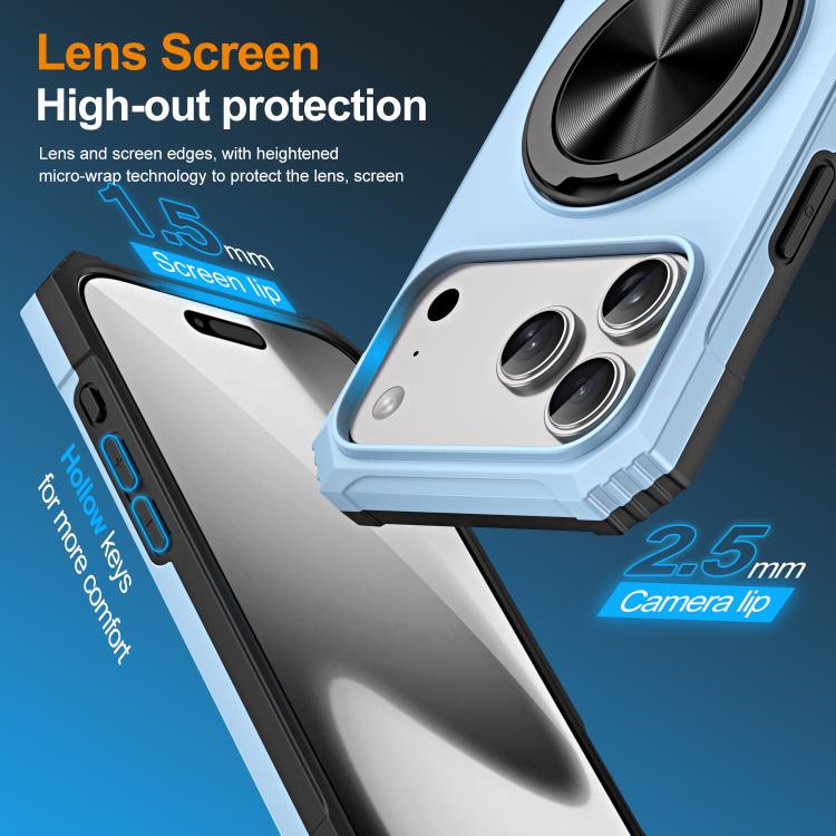 For iPhone 17 Pro Max Alloy Rotating Holder MagSafe Shockproof Phone Case(Sky Blue) - iPhone 17 Pro Max Cases by buy2fix | Online Shopping UK | buy2fix