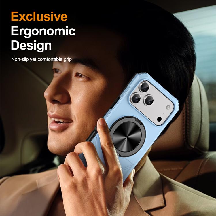 For iPhone 17 Pro Max Alloy Rotating Holder MagSafe Shockproof Phone Case(Sky Blue) - iPhone 17 Pro Max Cases by buy2fix | Online Shopping UK | buy2fix