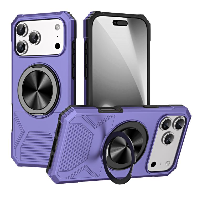 For iPhone 17 Pro Max Alloy Rotating Holder MagSafe Shockproof Phone Case(Violet) - iPhone 17 Pro Max Cases by buy2fix | Online Shopping UK | buy2fix