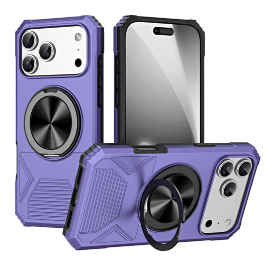 For iPhone 17 Pro Max Alloy Rotating Holder MagSafe Shockproof Phone Case(Violet) - iPhone 17 Pro Max Cases by buy2fix | Online Shopping UK | buy2fix