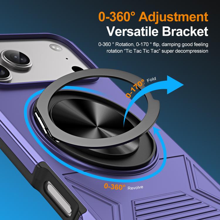 For iPhone 17 Pro Max Alloy Rotating Holder MagSafe Shockproof Phone Case(Violet) - iPhone 17 Pro Max Cases by buy2fix | Online Shopping UK | buy2fix